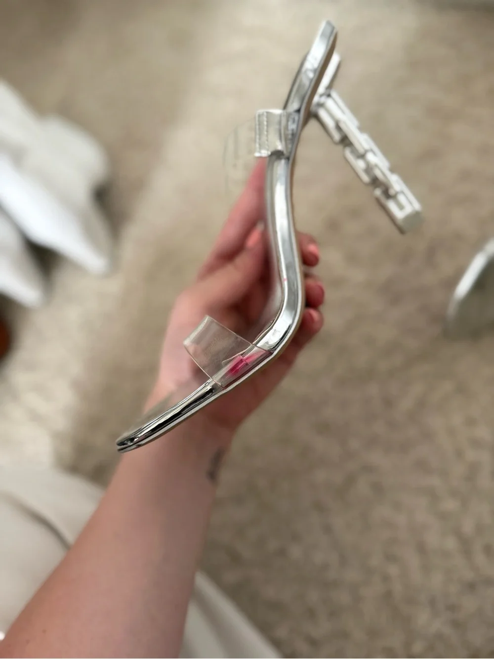 JLO Silver Clear-Strap Heels